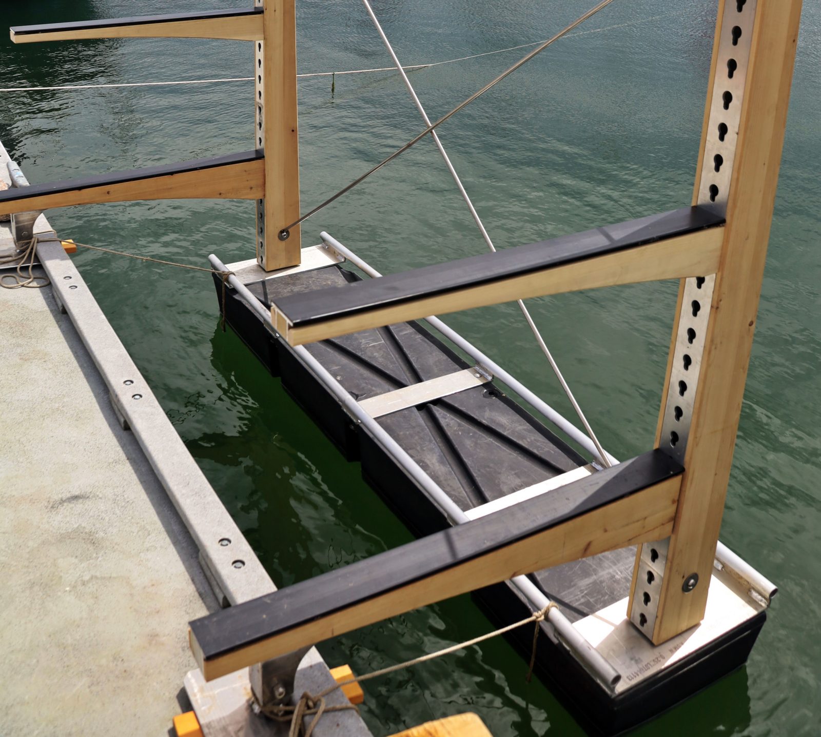 Paddle Sport Rack prototype floating kayak & canoe rack